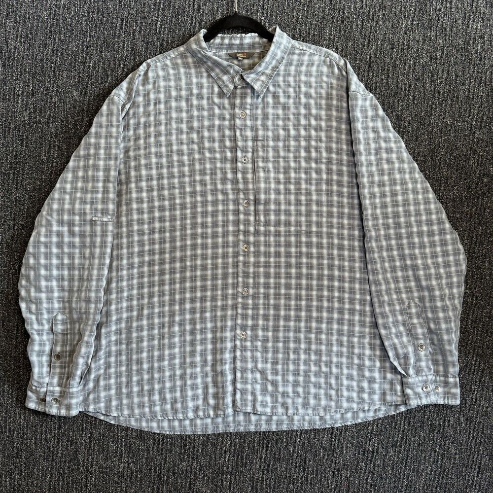 Royal Robbins Mens Sz XXL Grey Plaid Long Sleeve Trail Shirt Modal Blend Hiking